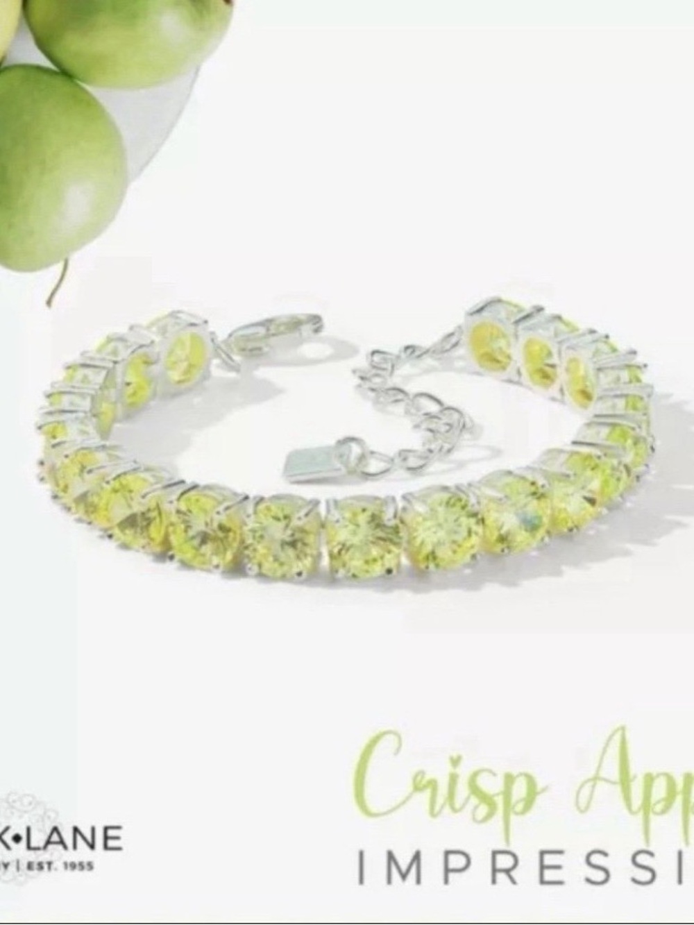 Park Lane Crisp Apple Crystal Tennis Bracelet